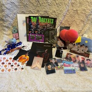 BTS official merch including stuffed toys and photocards!